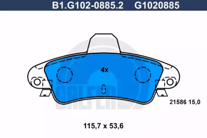 Комплект тормозных колодок GALFER B1.G102-0885.2