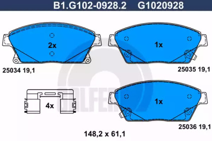 Комплект тормозных колодок GALFER B1.G102-0928.2