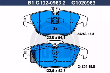 Комплект тормозных колодок GALFER B1.G102-0963.2