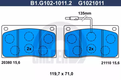 Комплект тормозных колодок GALFER B1.G102-1011.2