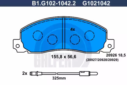 Комплект тормозных колодок GALFER B1.G102-1042.2