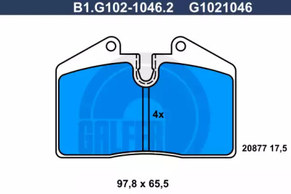 Комплект тормозных колодок GALFER B1.G102-1046.2