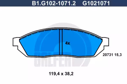 Комплект тормозных колодок GALFER B1.G102-1071.2