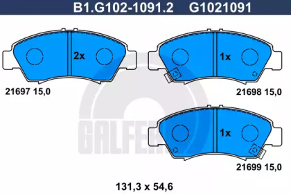 Комплект тормозных колодок GALFER B1.G102-1091.2