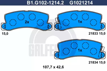 Комплект тормозных колодок GALFER B1.G102-1214.2