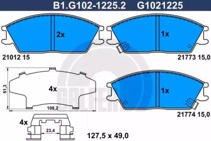 Комплект тормозных колодок GALFER B1.G102-1225.2