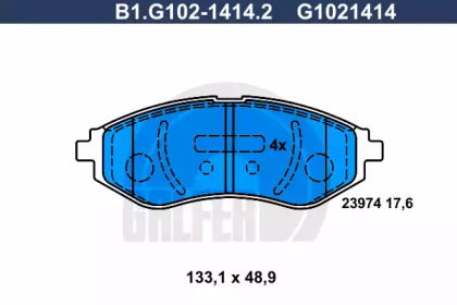 Комплект тормозных колодок GALFER B1.G102-1414.2