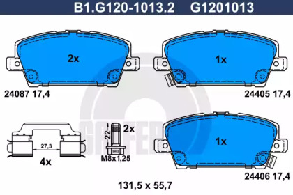 Комплект тормозных колодок GALFER B1.G120-1013.2