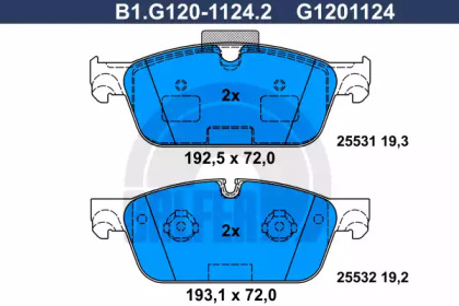 Комплект тормозных колодок GALFER B1.G120-1124.2