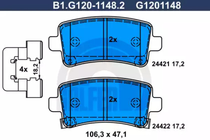 Комплект тормозных колодок GALFER B1.G120-1148.2