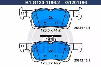 Комплект тормозных колодок GALFER B1.G120-1186.2