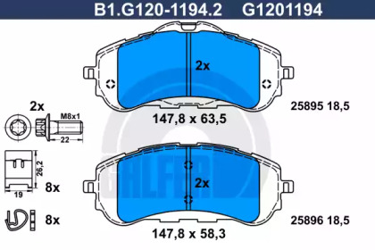 Комплект тормозных колодок GALFER B1.G120-1194.2