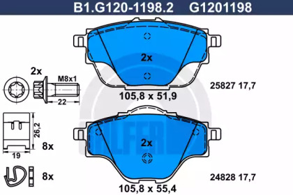 Комплект тормозных колодок GALFER B1.G120-1198.2