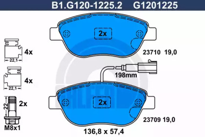 Комплект тормозных колодок GALFER B1.G120-1225.2