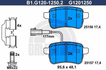 Комплект тормозных колодок GALFER B1.G120-1250.2