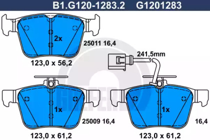 Комплект тормозных колодок GALFER B1.G120-1283.2