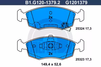 Комплект тормозных колодок GALFER B1.G120-1379.2