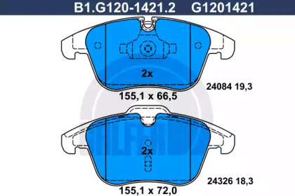 Комплект тормозных колодок GALFER B1.G120-1421.2