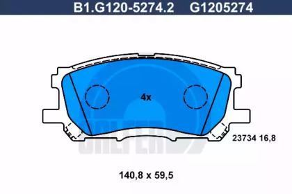 Комплект тормозных колодок GALFER B1.G120-5274.2