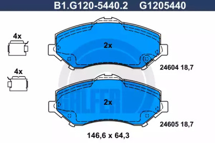 Комплект тормозных колодок GALFER B1.G120-5440.2