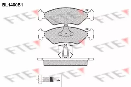 Комплект тормозных колодок FTE BL1480B1