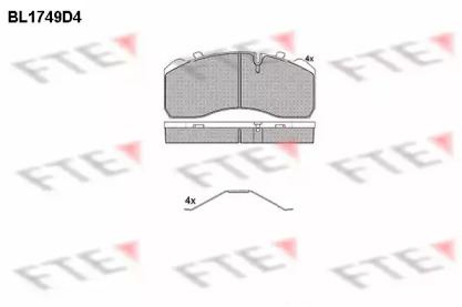 Комплект тормозных колодок FTE BL1749D4