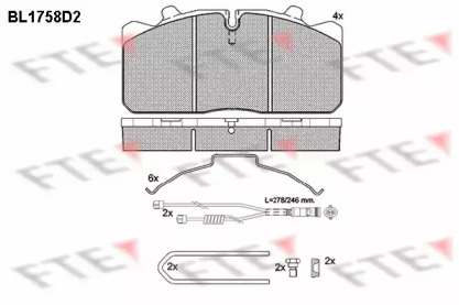 Комплект тормозных колодок FTE BL1758D2