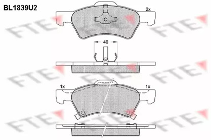 Комплект тормозных колодок FTE BL1839U2