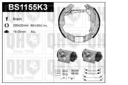 Комплект тормозов QUINTON HAZELL BS1155K3