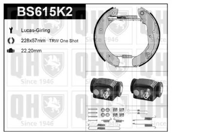 Комплект тормозов QUINTON HAZELL BS615K2