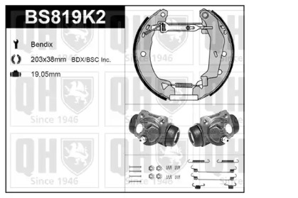 Комплект тормозов QUINTON HAZELL BS819K2