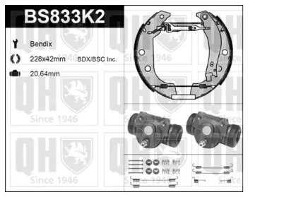 Комплект тормозов QUINTON HAZELL BS833K2