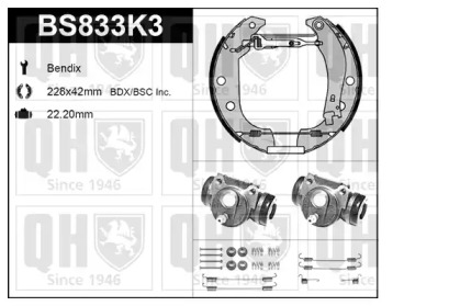 Комплект тормозов QUINTON HAZELL BS833K3