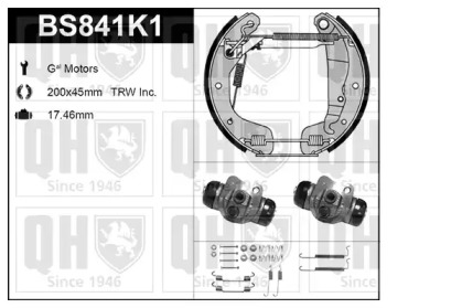 Комплект тормозов QUINTON HAZELL BS841K1