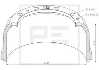 Тормозный барабан PE Automotive 016.412-00A