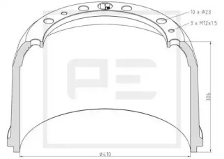 Тормозный барабан PE Automotive 016.443-00A