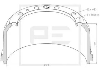 Тормозный барабан PE Automotive 016.491-00A