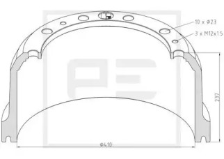 Тормозный барабан PE Automotive 016.502-00A