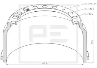 Тормозный барабан PE Automotive 036.400-00A