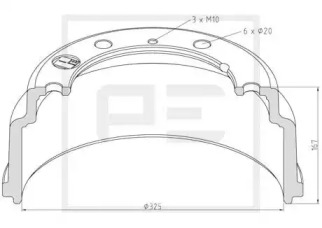 Тормозный барабан PE Automotive 036.415-00A