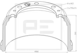 Тормозный барабан PE Automotive 036.418-00A