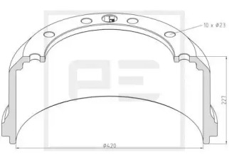 Тормозный барабан PE Automotive 066.416-00A