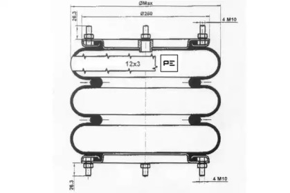 Баллон пневматической рессоры PE Automotive 084.243-71A