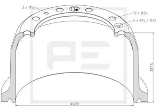 Тормозный барабан PE Automotive 106.083-00A