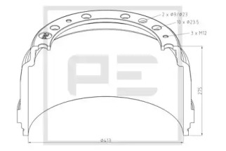 Тормозный барабан PE Automotive 126.074-00A