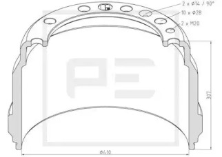 Тормозный барабан PE Automotive 146.073-00A