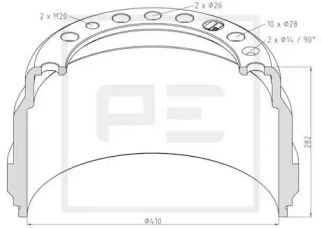 Тормозный барабан PE Automotive 146.086-00A