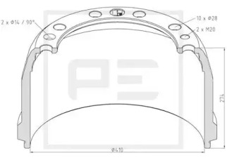 Тормозный барабан PE Automotive 146.088-00A