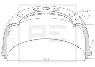 Тормозный барабан PE Automotive 146.102-00A