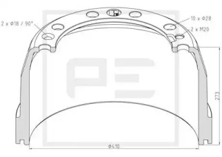 Тормозный барабан PE Automotive 146.132-00A